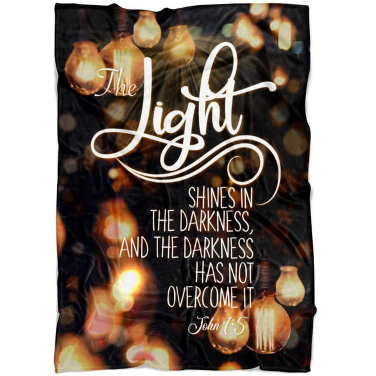 FUNSTUFFPRINT John 15 The Light Shines In The Darkness Fleece Blanket - Christian Blanket - Bible Verse Blanket