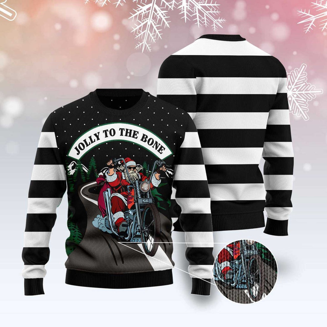 FUNSTUFFPRINT Jolly To The Bone Ugly Christmas Sweater, Christmas Sweater, Ugly Sweater, Funny Xmas Sweaters Ugly Sweater