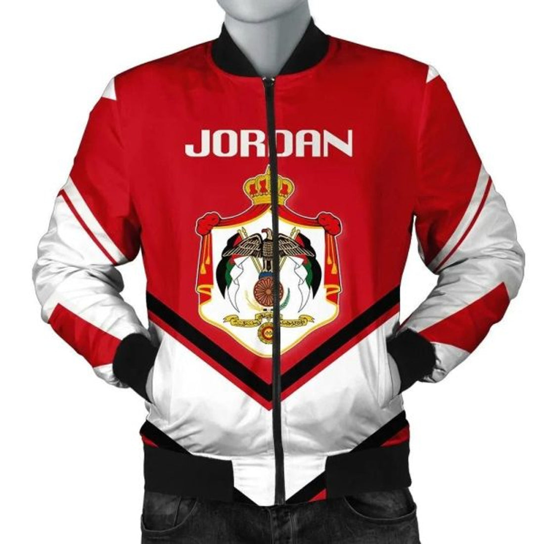 FUNSTUFFPRINTI Jordan Coat Of Arms Men Bomber Jacket Lucian Style Bomber Jacket