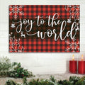 Joy To The World Buffalo Plaid Christian Christmas Wall Art Canvas - Religious Canvas Painting