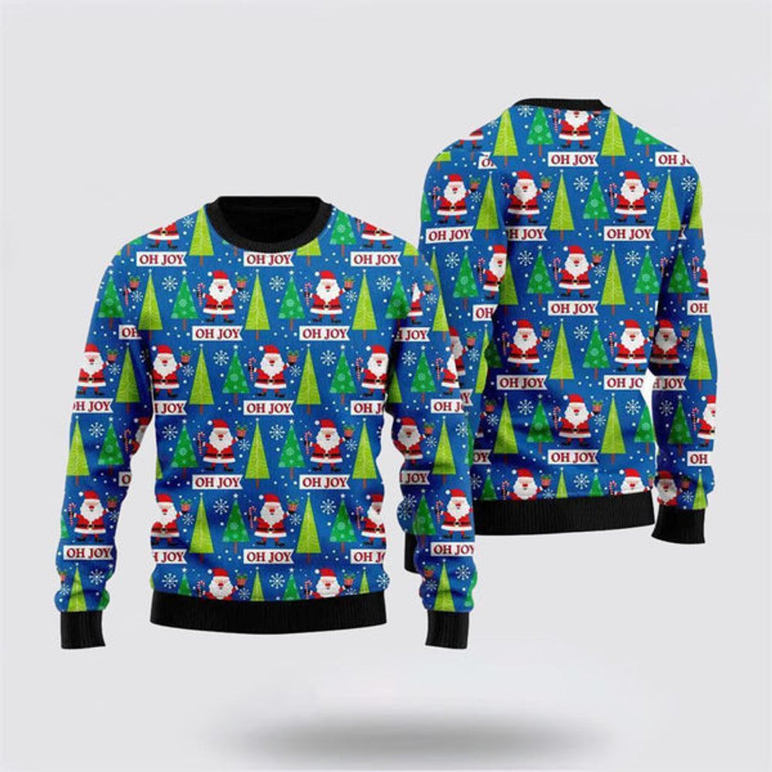 FUNSTUFFPRINT Joyful Holiday Santa Claus Ugly Christmas Sweater For Men And Women, Best Gift For Christmas, The Beautiful Winter Christmas Outfit Ugly Sweater