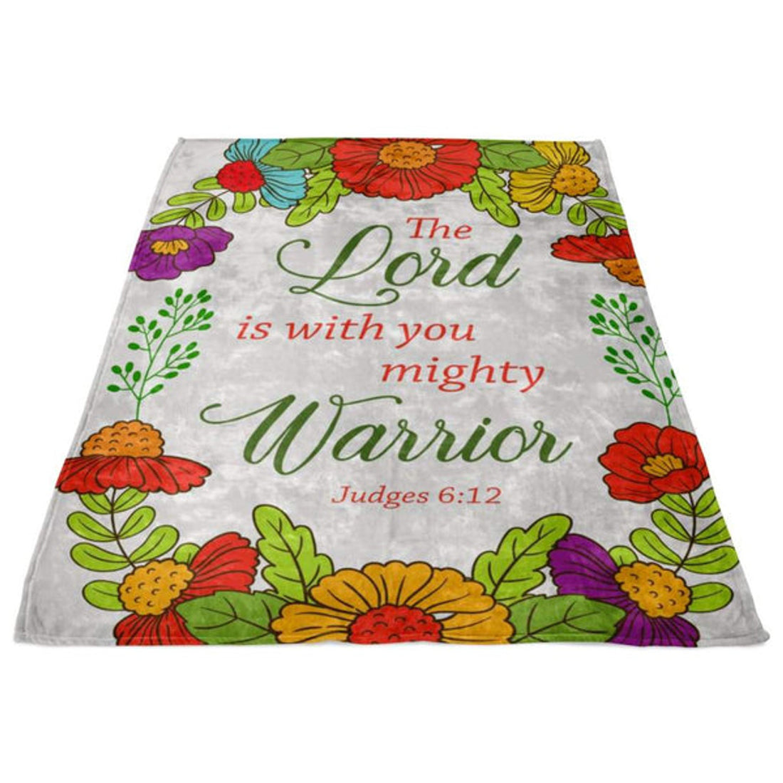 FUNSTUFFPRINT Judges 612 The Lord Is With You Mighty Warrior Fleece Blanket - Christian Blanket - Bible Verse Blanket
