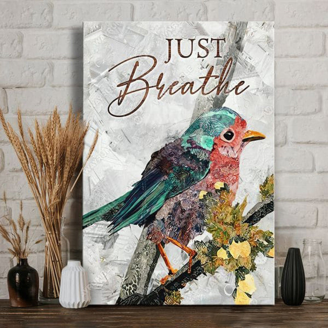 Just Breathe, Bird Poster, Wall Art Decor Poster and Canvas