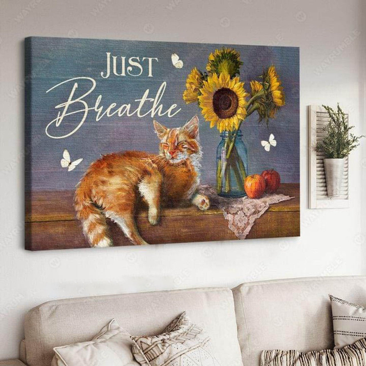 Just Breathe, Cat Lover, Poster Decor Poster and Canvas