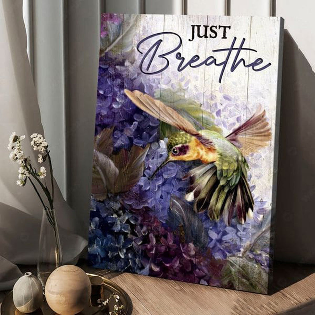 Just Breathe, Cat Lover, Butterfly Flower Poster Poster and Canvas Poster and Canvas