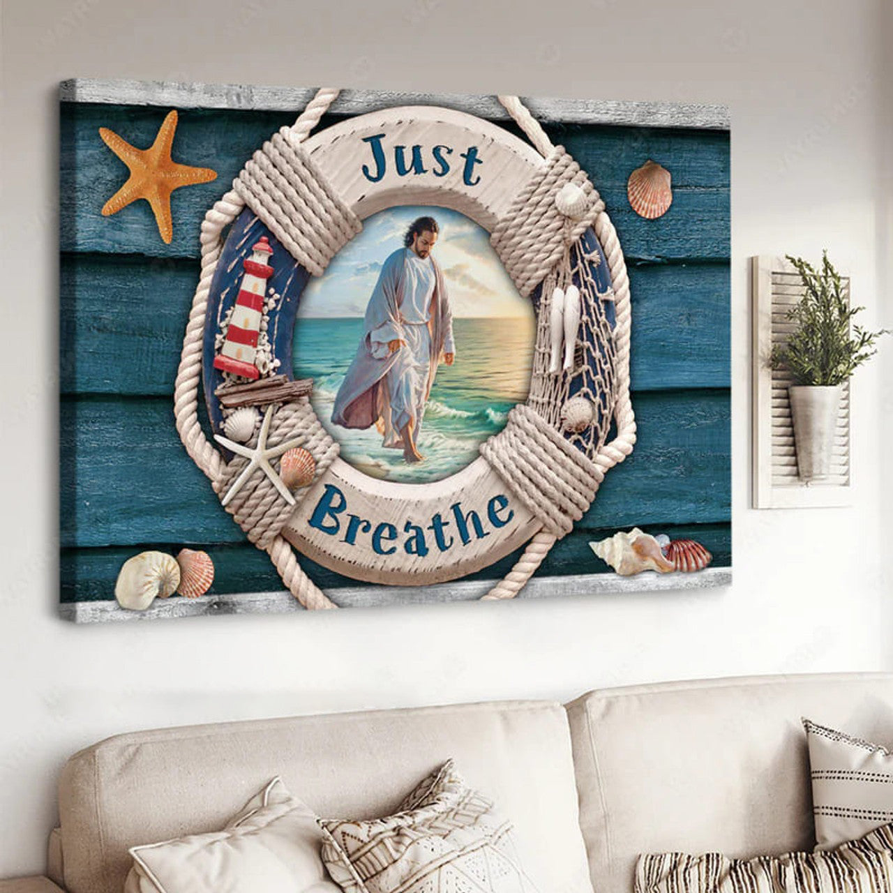 Just Breathe, Jesus Poster, God Lover, Wall Decor Poster and Canvas