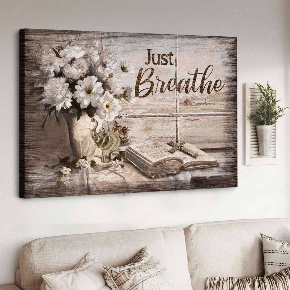 Just Breathe, Poster Decor, Flower Poster, Wall Decor Poster and Canvas