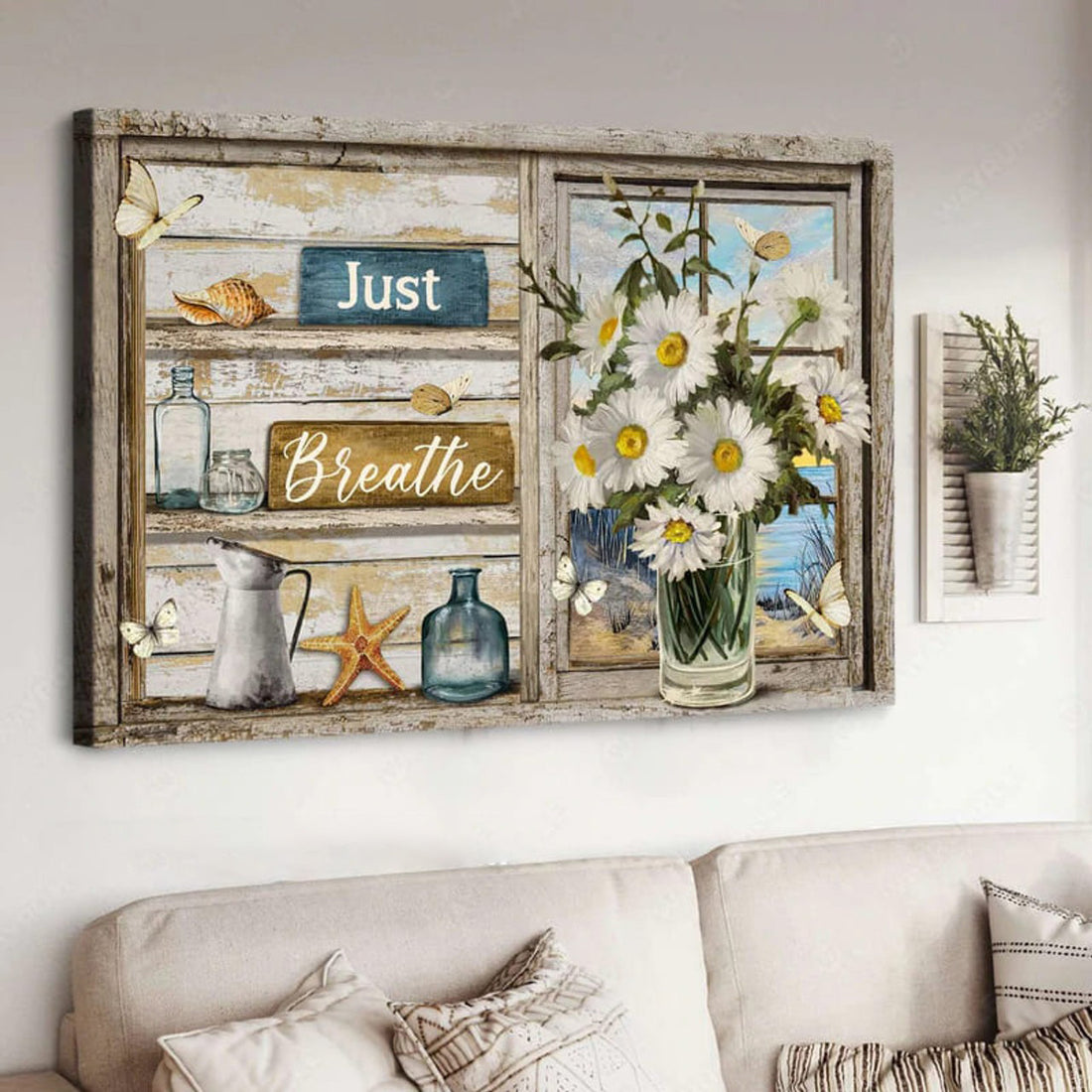 Just Breathe, Wall Art Poster, Flower Lover Poster and Canvas