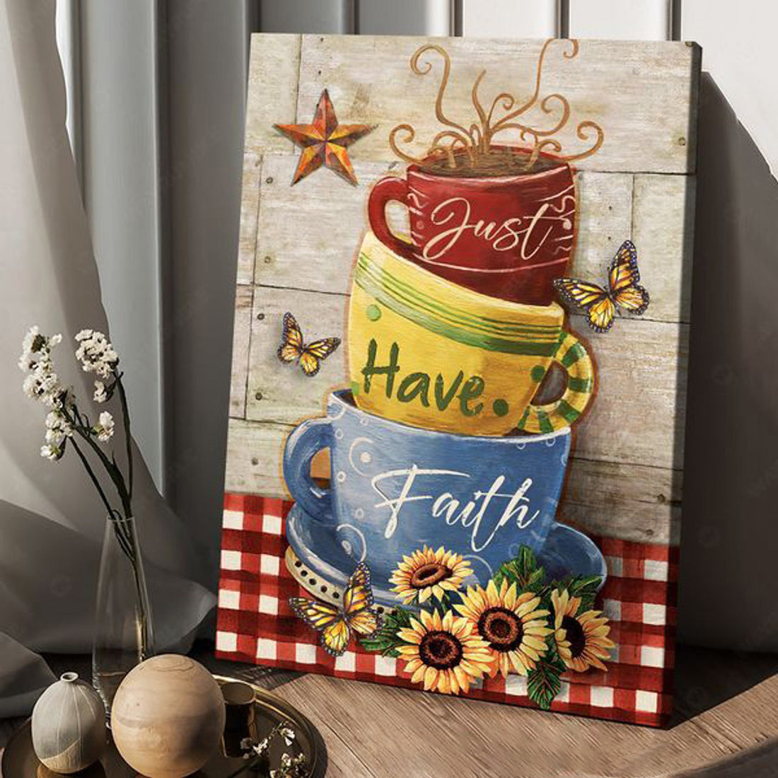 Just Have Faith, Butterfly Flower, Wall art Poster, Poster Decor Poster and Canvas