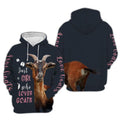 FUNSTUFFPRINT 3D Just A Girl Loves Goats Christmas Trees All Over 3D Hoodie and Zip Hoodie
