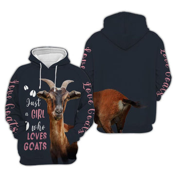 FUNSTUFFPRINT 3D Just A Girl Loves Goats Christmas Trees All Over 3D Hoodie and Zip Hoodie