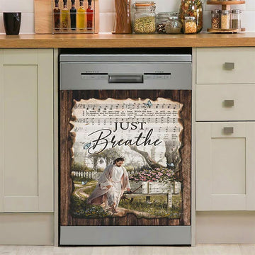 Just Breathe Kitchen Hummingbird Dishwasher Cover, Bible Verse Dishwasher Wrap, Christian Kitchen Decoration