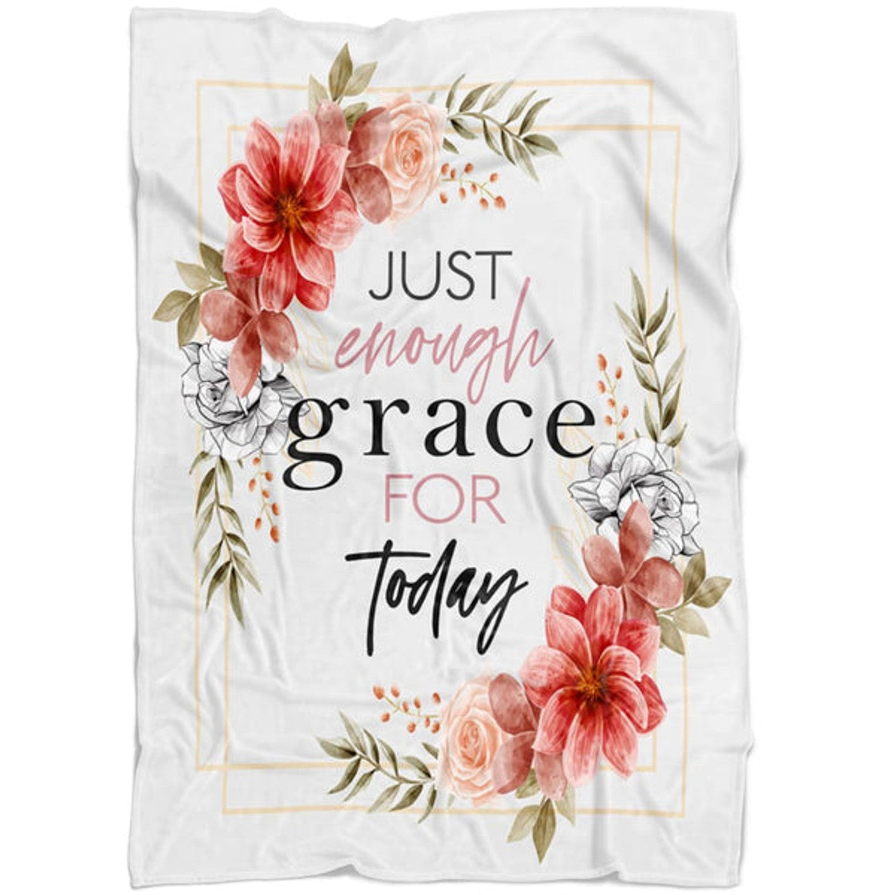 FUNSTUFFPRINT Just Enough Grace For Today Fleece Blanket - Christian Blanket - Bible Verse Blanket