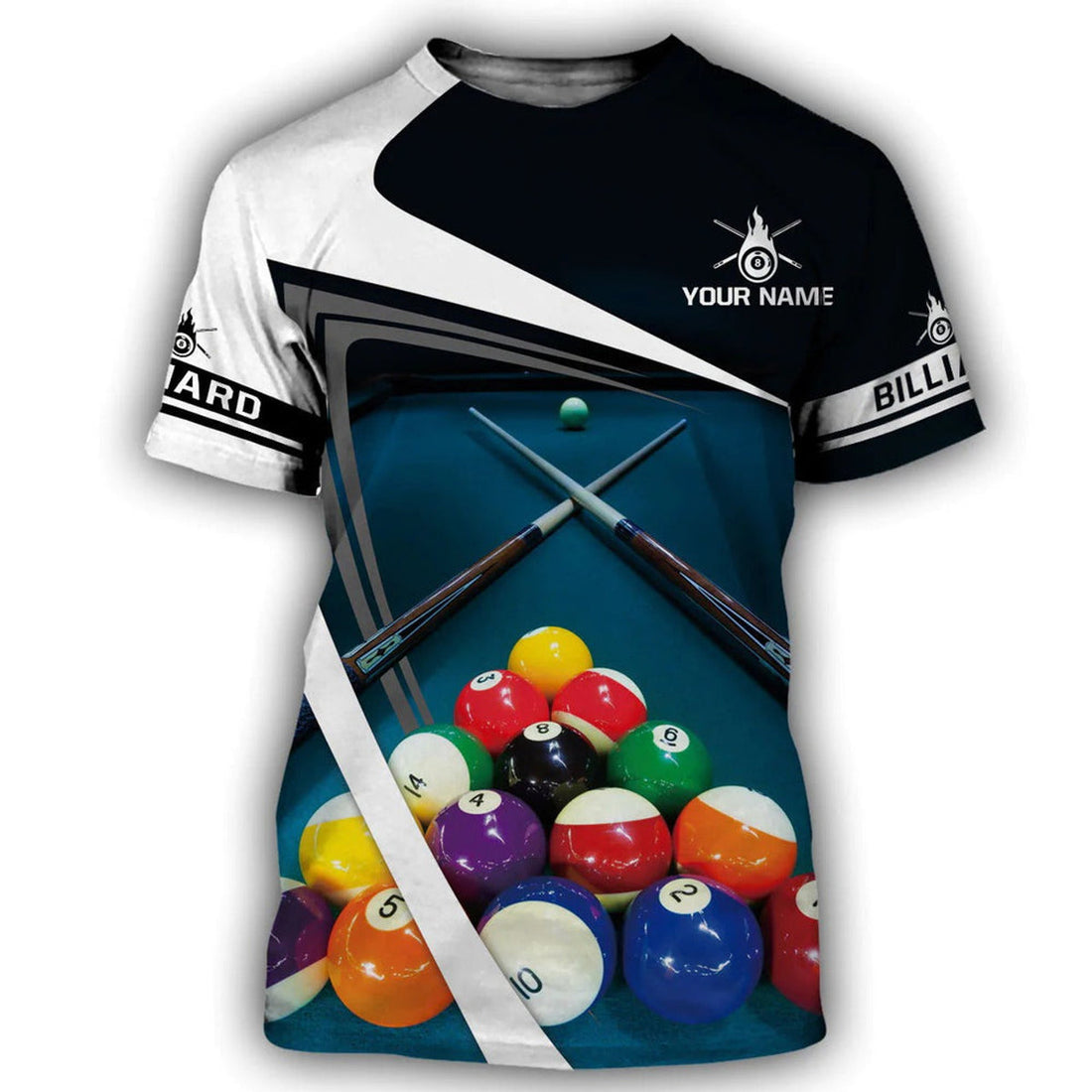 FUNSTUFFPRINT Personalized Name Billiard Shirt Men Women, Billiard, Billiard Team Uniform, Billiard Lover Gift 3D T-shirt