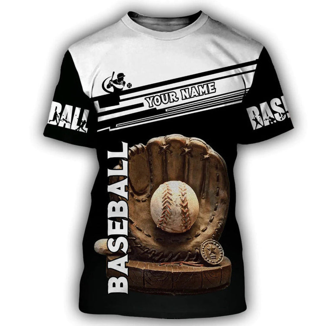 FUNSTUFFPRINT Custom Name Baseball 3D Tee Shirt For Men Women, Baseball Pattern Hoodie, Winter Baseball Player Gift 3D T-shirt
