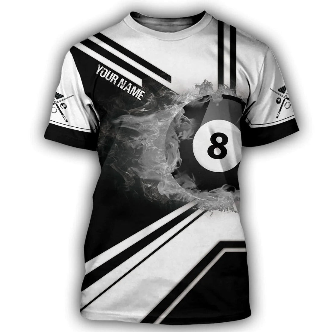 FUNSTUFFPRINT Personalized 3D Billiard Shirt Black And White Pattern, Billiard Hoodies Men Women, Billiard Clothing 3D T-shirt