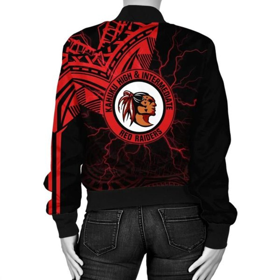 FUNSTUFFPRINTI Kahuku High Women's Bomber Jacket b- Forc Style AH JR Bomber Jacket