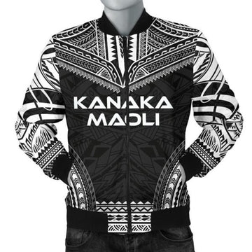 FUNSTUFFPRINTI Kanaka Maoli Polynesian Chief Men's Bomber Jacket - Black Version - Bomber Jacket