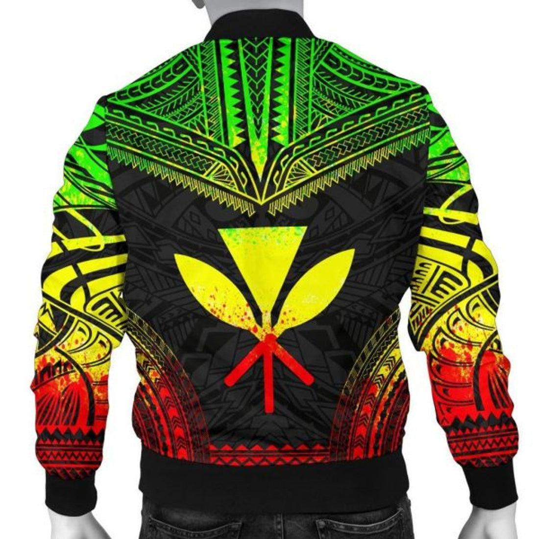 FUNSTUFFPRINTI Kanaka Maoli Polynesian Chief Men's Bomber Jacket - Reggae Version - Bomber Jacket