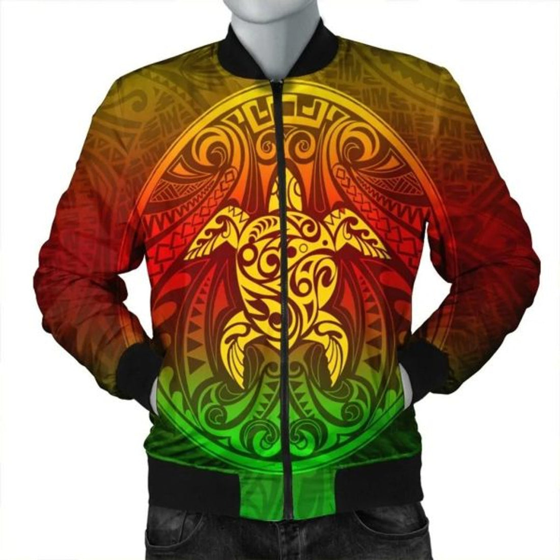 FUNSTUFFPRINTI Kanaka Maoli Turtle Polynesian Bomber Jacket - AH - R Bomber Jacket