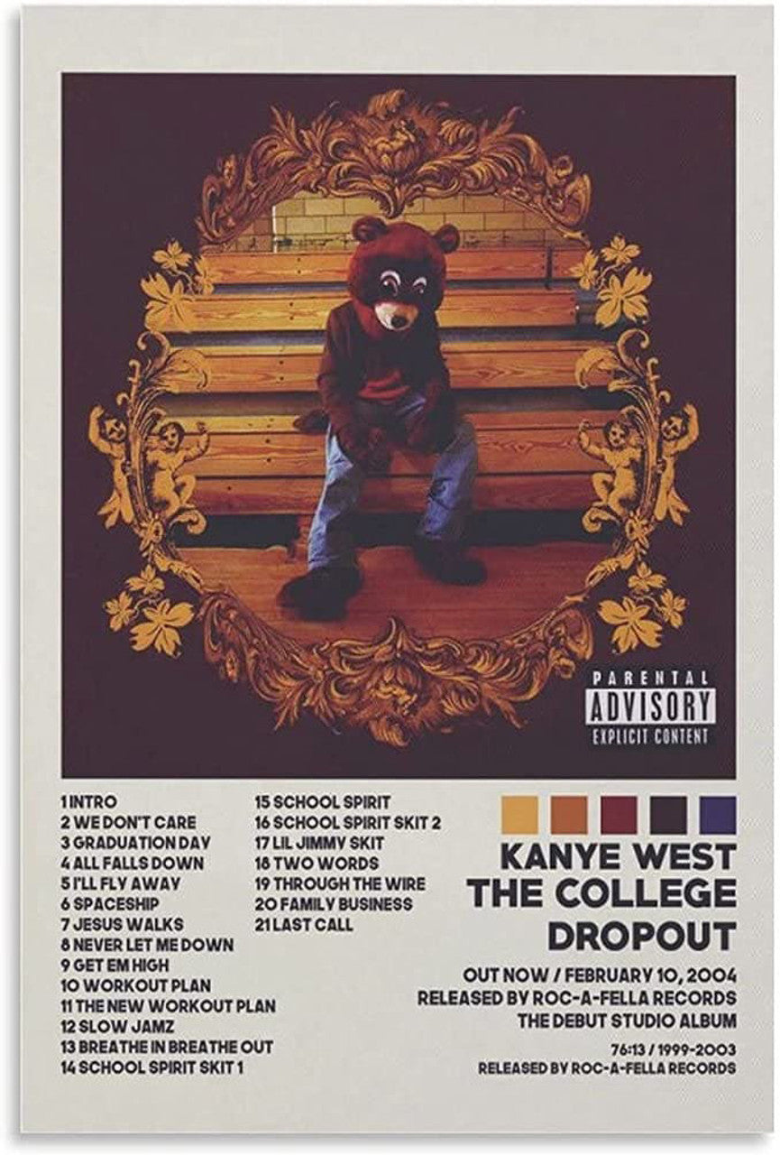 Kanye West The College Dropout Parental Advisory Poster and Canvas