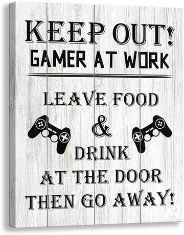 Keep Out, Gamer At Work Leave Food And Drink At The Door Then Go Away, Videos Game Poster and Canvas