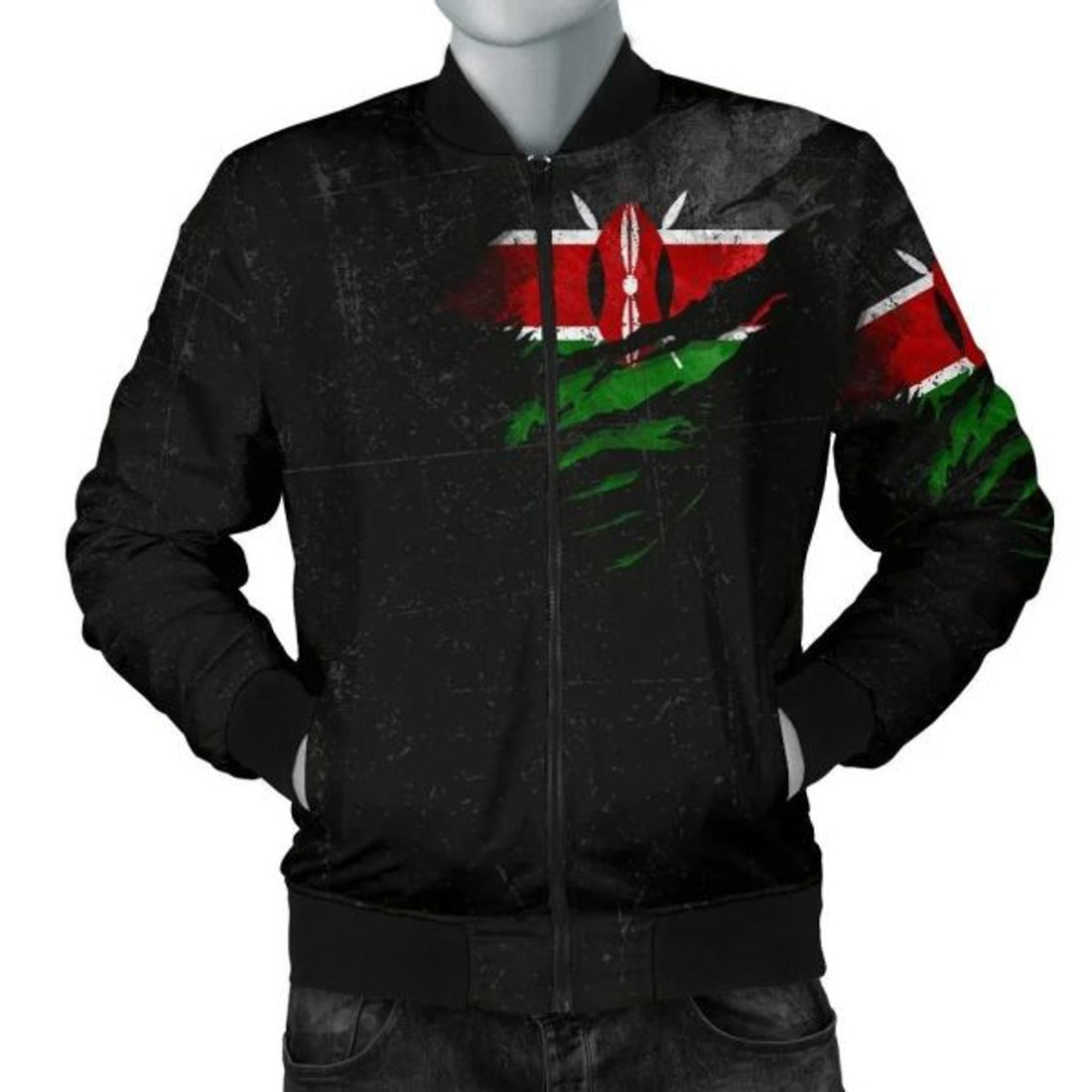 FUNSTUFFPRINTI Kenya In Me Men's Bomber Jacket- Special Grunge Style Bomber Jacket