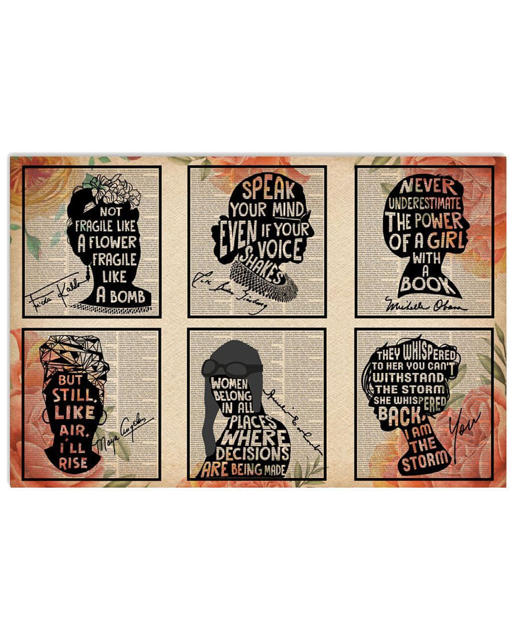 Ketanji Brown Jackson, Ruth Bader Ginsburg, Michelle Obama, Feminist Poster, Not Fragile Like A Flower Fragile Like A Bomb Poster and Canvas