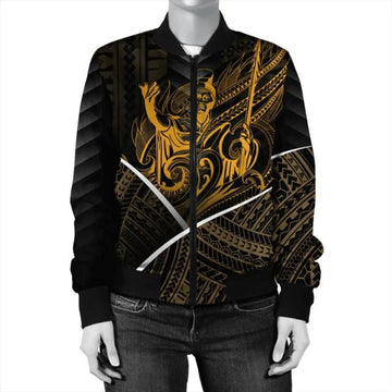 FUNSTUFFPRINTI King Coat Of Arms Polynesian Women's Bomber Jacket - Mana Style - AH - JH Bomber Jacket