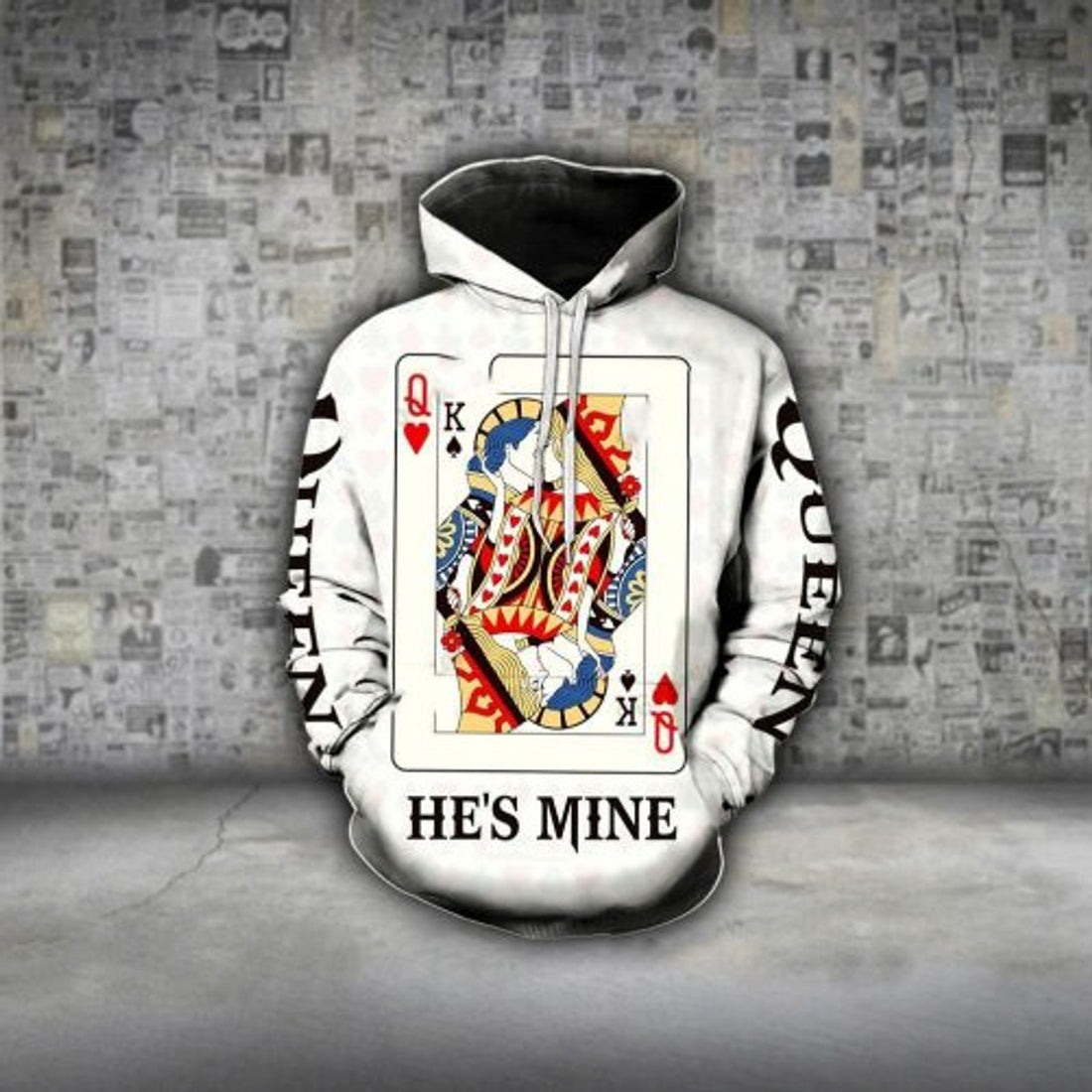 FUNSTUFFPRINT Matching King Queen 3D All Over Hoodie He’s Mine I’m Hers 3D Hoodie and Zip Hoodie