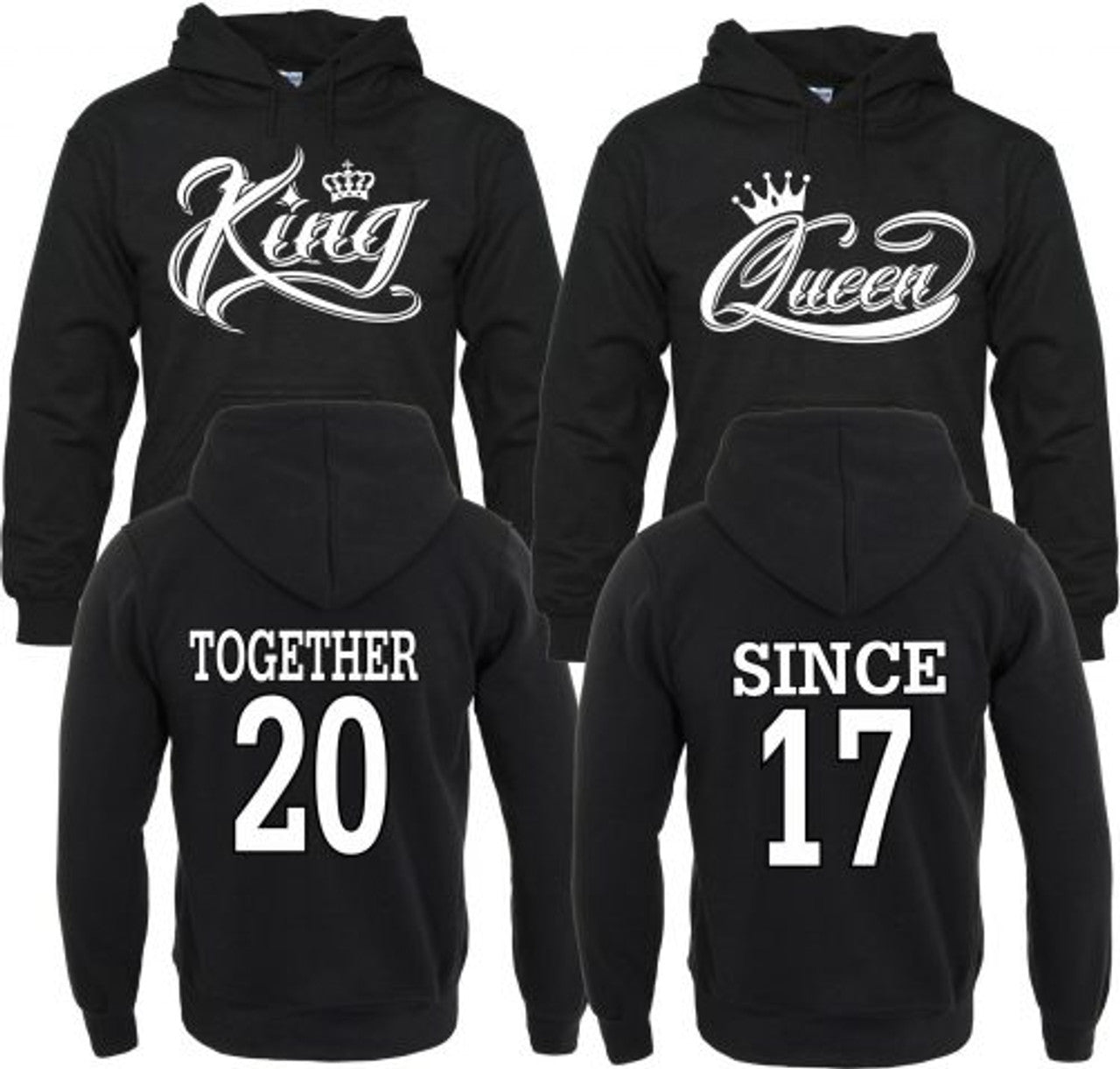 FUNSTUFFPRINT Personalized King Queen Couple 3D All Over Hoodie Together Since 3D Hoodie and Zip Hoodie