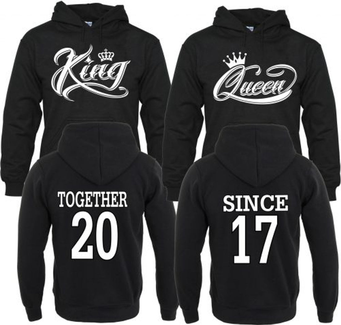 FUNSTUFFPRINT Personalized King Queen Couple 3D All Over Hoodie Together Since 3D Hoodie and Zip Hoodie