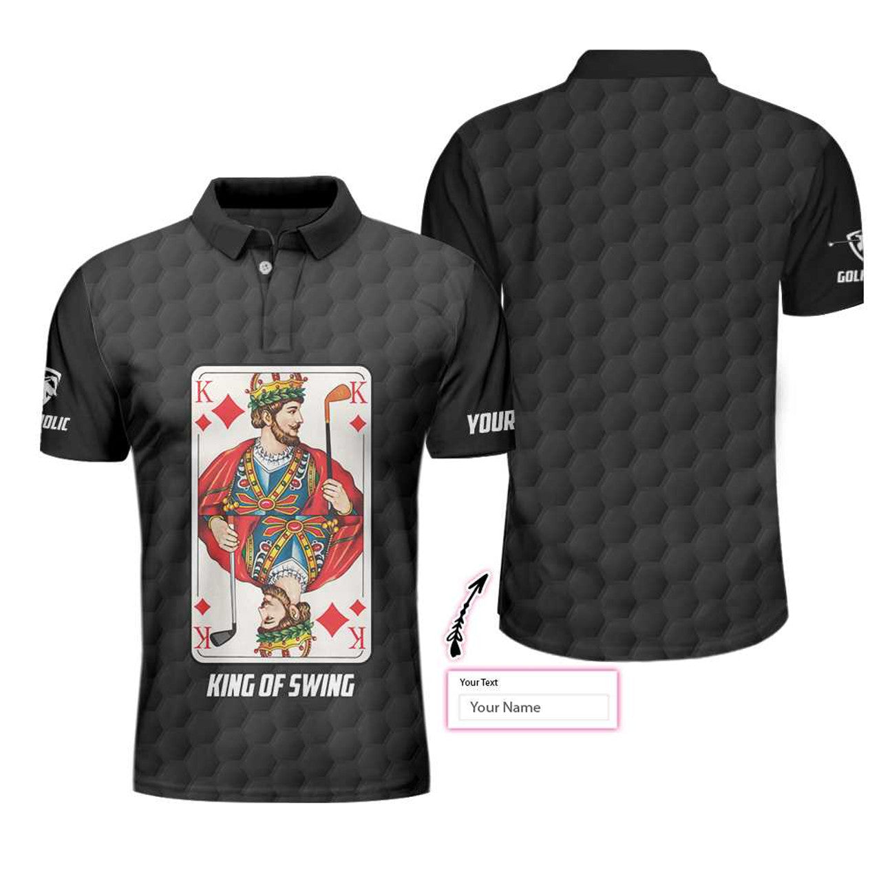 Custom King Of Swing Golf Custom Polo Shirt, Personalized Golfing King Card Polo Shirt, Best Golf Shirt For Men