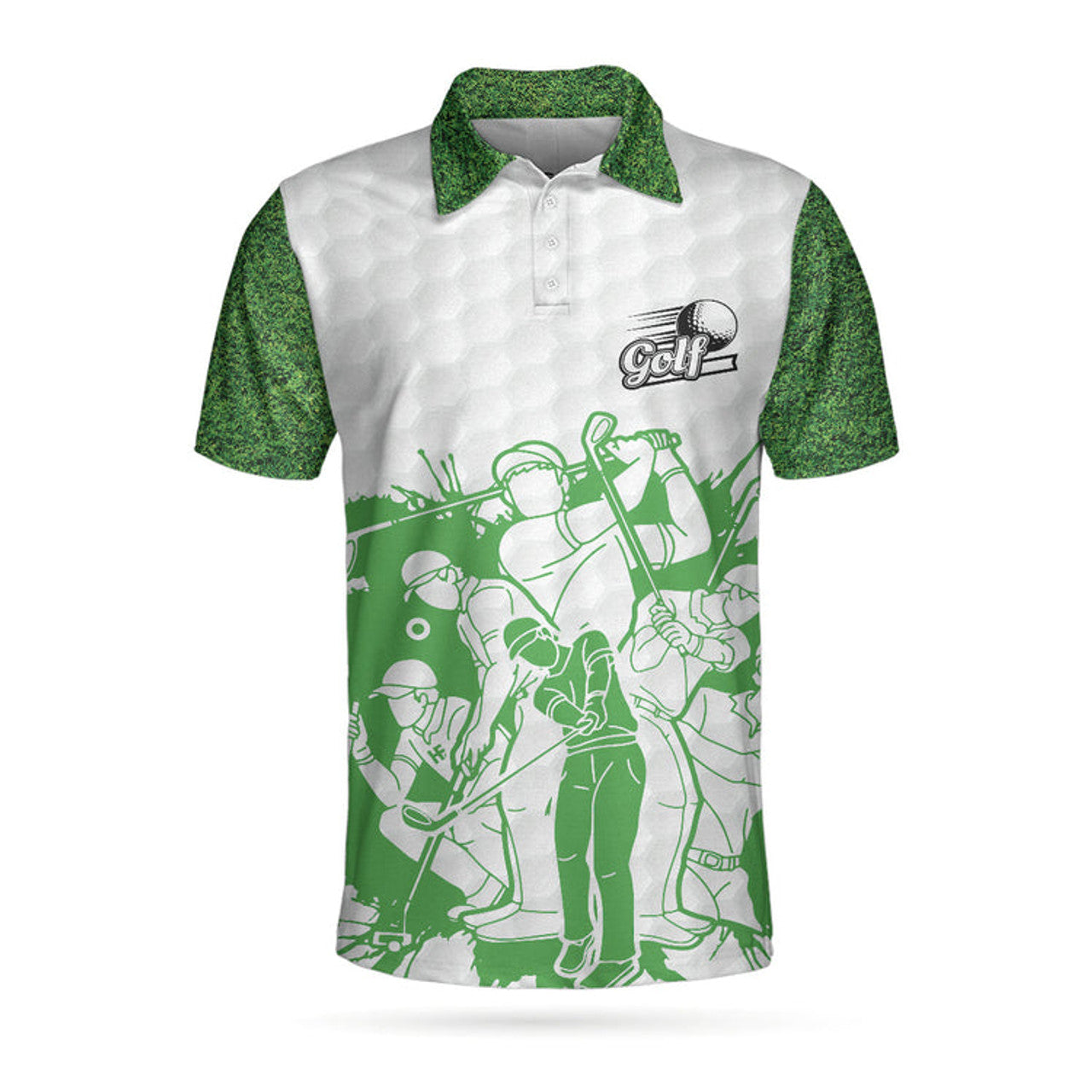 King Of The Green Golf Polo Shirt, White And Green Golf Shirt For Men, Cool Gift For Golfers