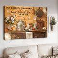 Kitchen Poster, God Is Great God Is Good Let Us Thank Him For Our Food, Butterfly Flower Poster and Canvas