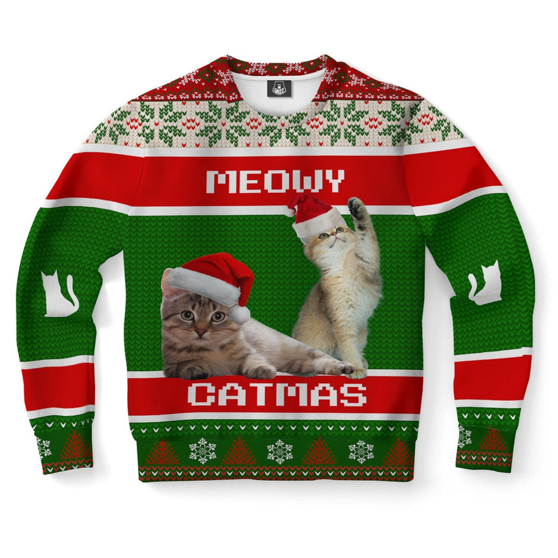 FUNSTUFFPRINT Kitten Ugly Christmas Sweater, Christmas Sweater, Ugly Sweater, Funny Xmas Sweaters Ugly Sweater