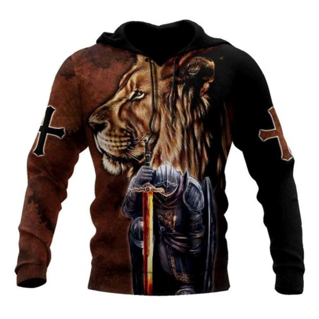 FUNSTUFFPRINT Christian 3D Hoodie Knight Of God Jesus Is God 3D Hoodie and Zip Hoodie