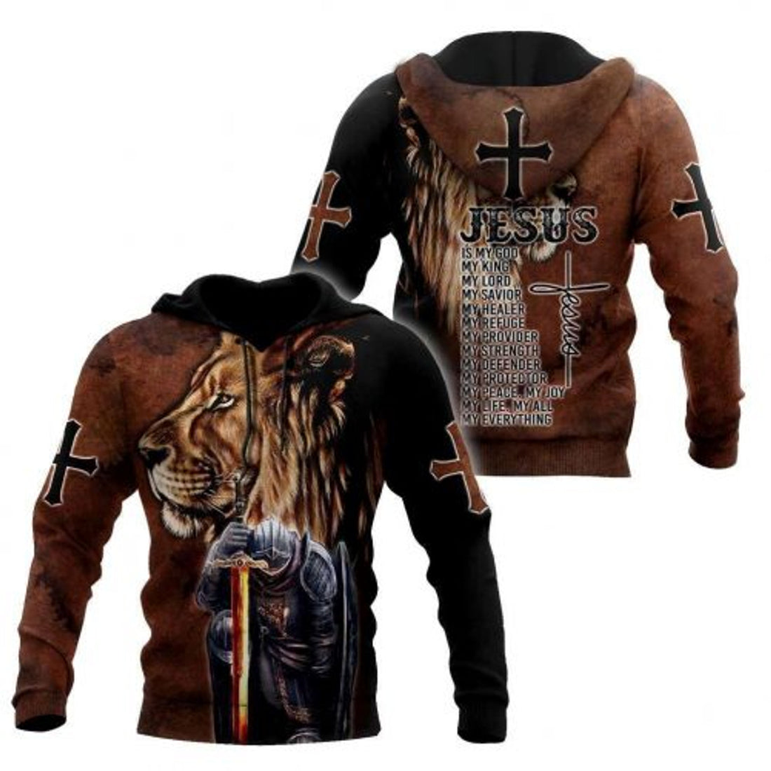 FUNSTUFFPRINT Christian 3D Hoodie Knight Of God Jesus Is God 3D Hoodie and Zip Hoodie