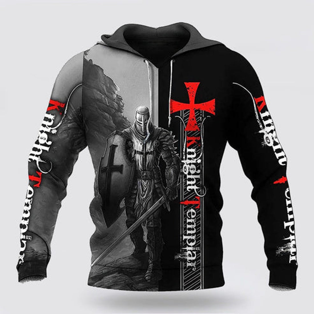 FUNSTUFFPRINT 3D Knight Templar Cross Warrior 3D Hoodie and Zip Hoodie