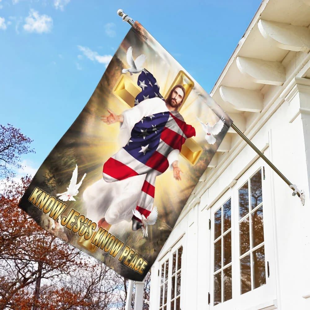 Know Jesus Know Peace Christian Cross House Flag, Christian Flag, Christian Flag, Scripture Flag, Garden Banner