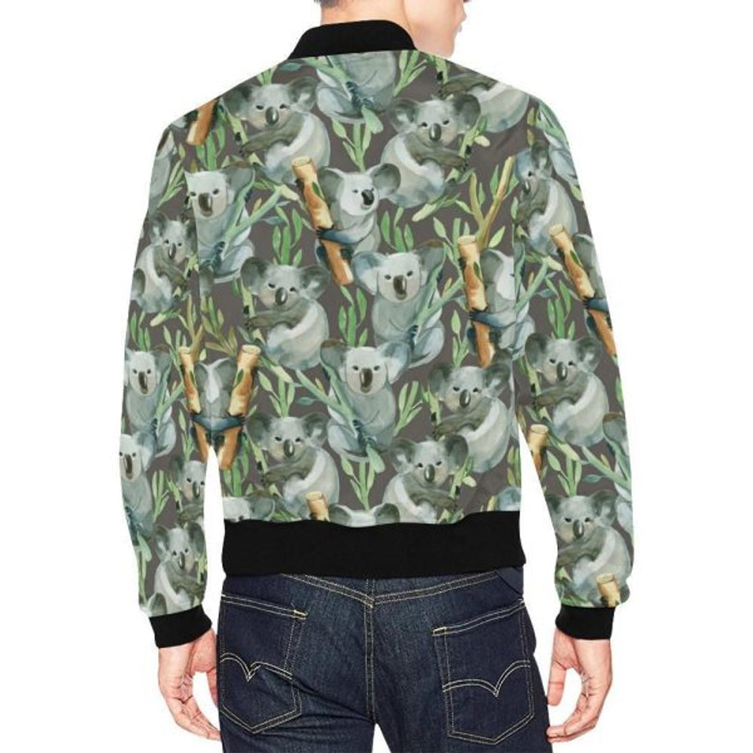 FUNSTUFFPRINTI Koala Bamboo Pattern Print Men's 3D Bomber Jacket