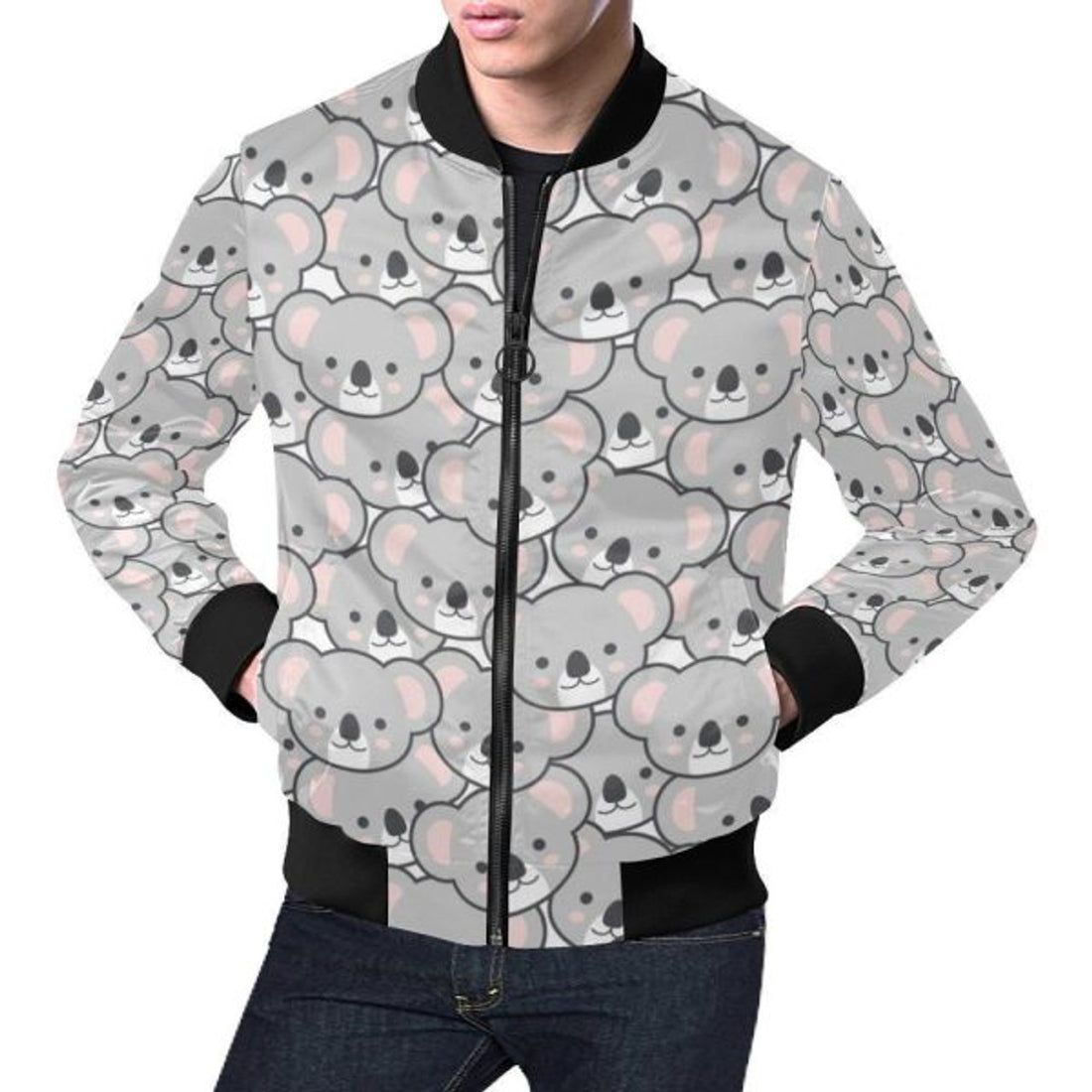 FUNSTUFFPRINTI Koala Pattern Print Men's 3D Bomber Jacket