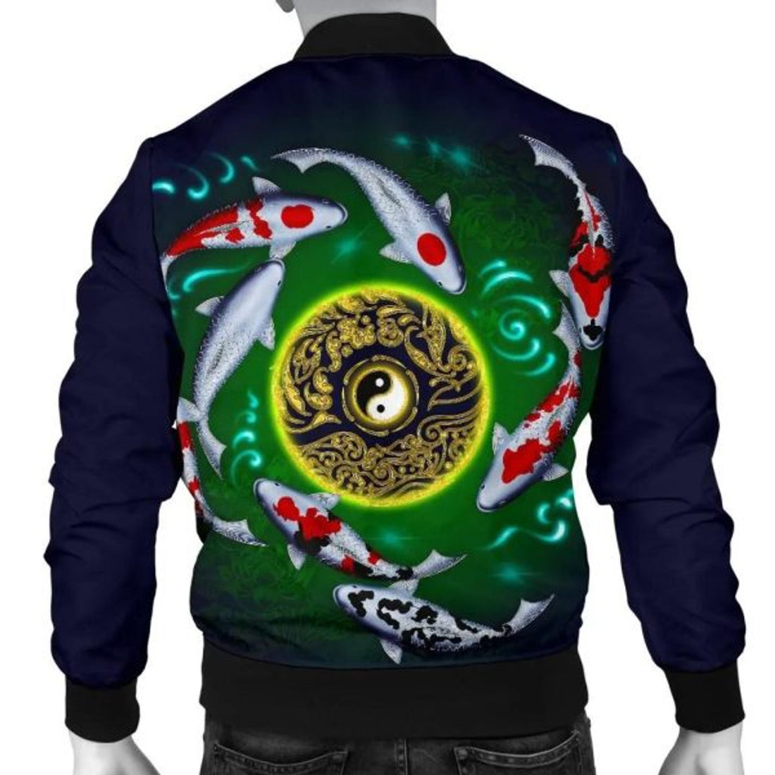 FUNSTUFFPRINTI Koi Fish Men's Bomber Jacket - Koi Fish Yin Yang - Bomber Jacket