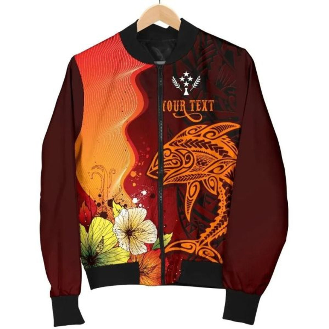 FUNSTUFFPRINTI Kosrae Custom Personalised Men's Bomber Jacket - Tribal Tuna Fish - Bomber Jacket