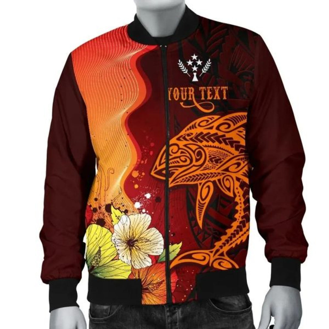 FUNSTUFFPRINTI Kosrae Custom Personalised Men's Bomber Jacket - Tribal Tuna Fish - Bomber Jacket