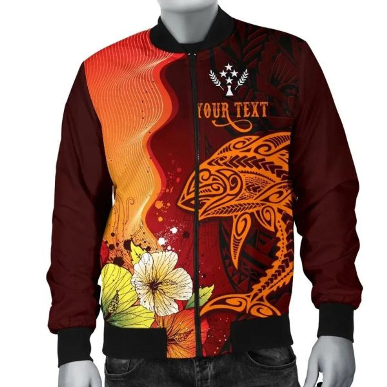FUNSTUFFPRINTI Kosrae Custom Personalised Men's Bomber Jacket - Tribal Tuna Fish - Bomber Jacket