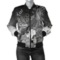 FUNSTUFFPRINTI Kosrae Custom Personalised Women's Bomber Jacket - Humpback Whale with Tropical Flowers (White)- Bomber Jacket
