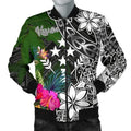 FUNSTUFFPRINTI Kosrae Men Bomber Jacket - Turtle Plumeria Banana Leaf - Bomber Jacket