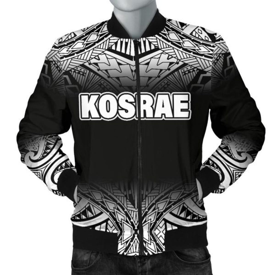 FUNSTUFFPRINTI Kosrae Men's Bomber Jacket - Fog Black Style - Bomber Jacket