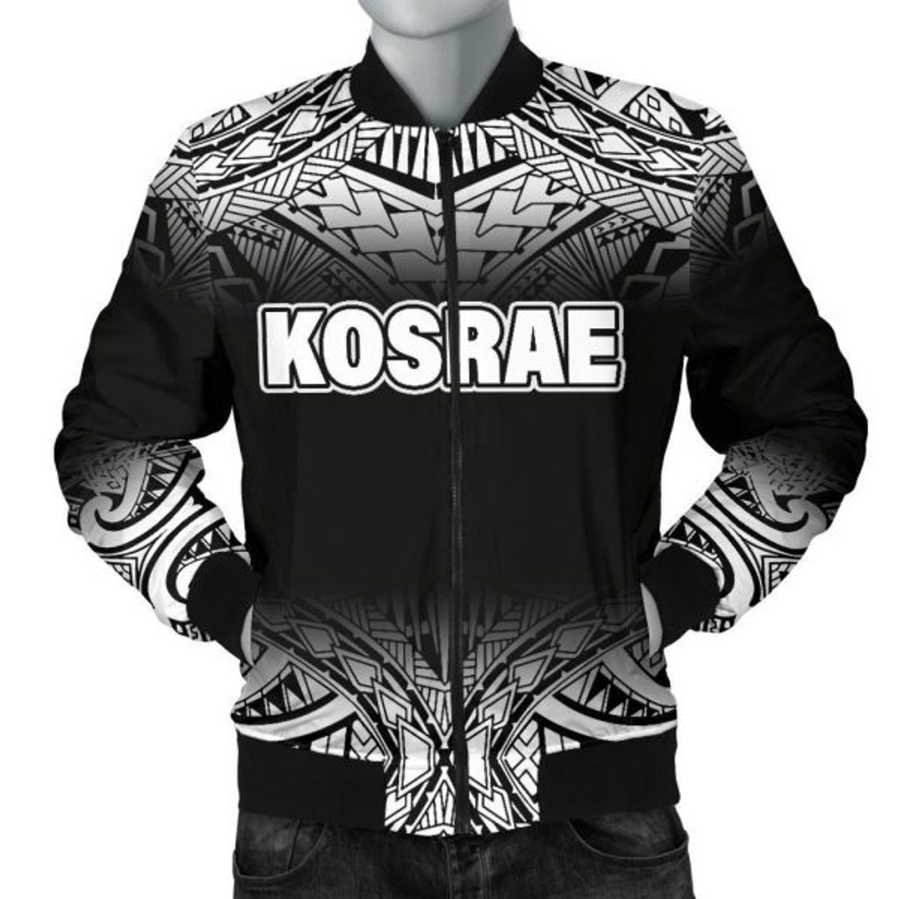 FUNSTUFFPRINTI Kosrae Men's Bomber Jacket - Fog Black Style - Bomber Jacket
